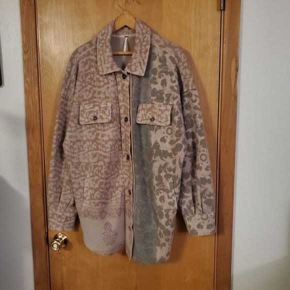 Free People Printed Ruby Jacket Tea Combo Medium EUC RARE Shirt Shacket Boho - Picture 5 of 9